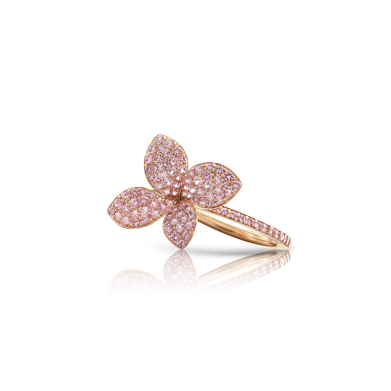Anello Petit Garden In Oro Rosa 18 Carati Con Zaffiri Rosa Ref. 16115R - Tomasini Francia