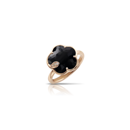 Anello Petit Joli' In Oro Rosa 18 Carati Con Onice, Diamanti Bianchi E Champagne Ref. 16126R - Tomasini Francia