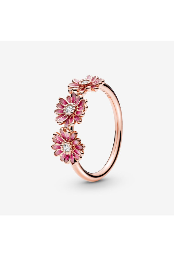 Pandora Anello Con Tre Margherite Rosa Ref. 188792C01-48 - Tomasini Francia