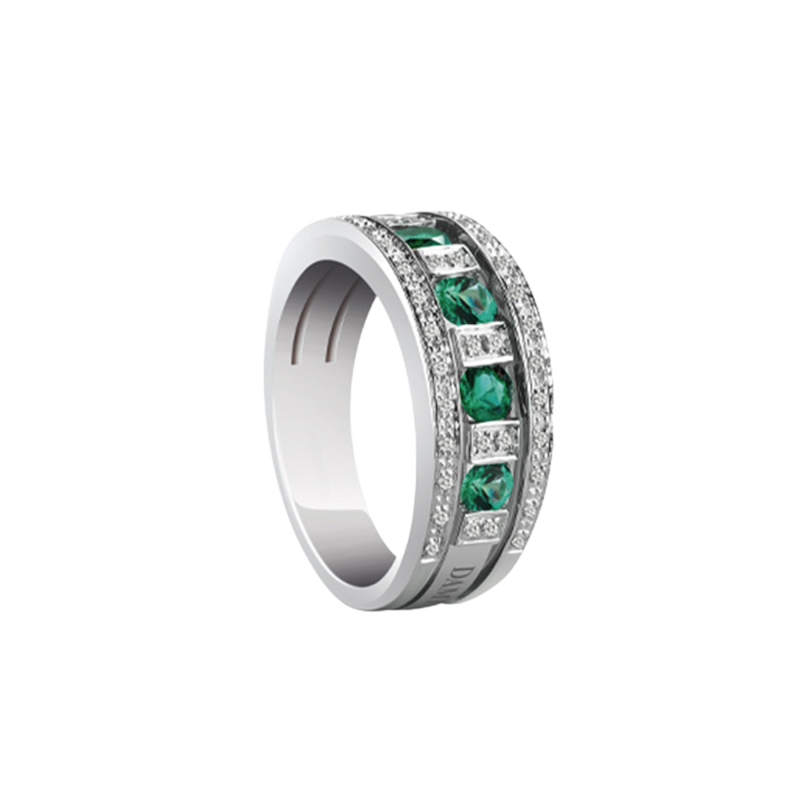 Damiani Belle Époque Ring with Diamonds and Emeralds Ref. 20039701 - Tomasini Francia