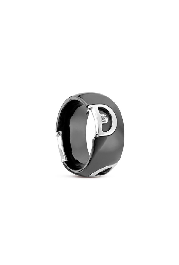 Damiani Anello D-icon Ceramica Nera Ed Oro Bianco Misura 17 Ref. 20045783 - Tomasini Francia
