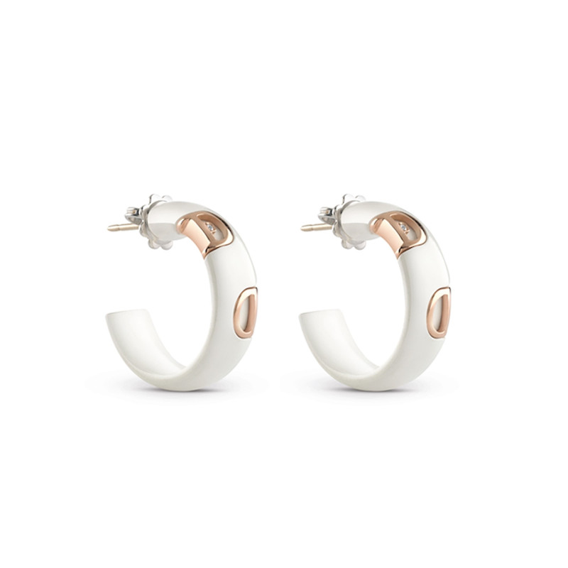 Damiani Orecchini D-icon Ceramica Bianca Ed Oro Rosa Ref. 20059341 - Tomasini Francia