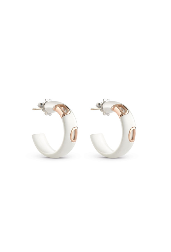 Damiani Orecchini D-icon Ceramica Bianca Ed Oro Rosa Ref. 20059341 - Tomasini Francia