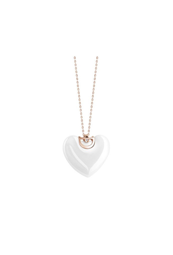 Damiani Collana D-icon Cuore In Ceramica Bianca Ref. 20062855 - Tomasini Francia
