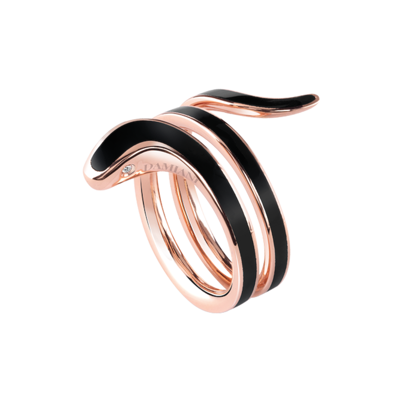 Damiani Anello Eden Oro Rosa E Smalto Nero Misura 13 Ref. 20062884 - Tomasini Francia