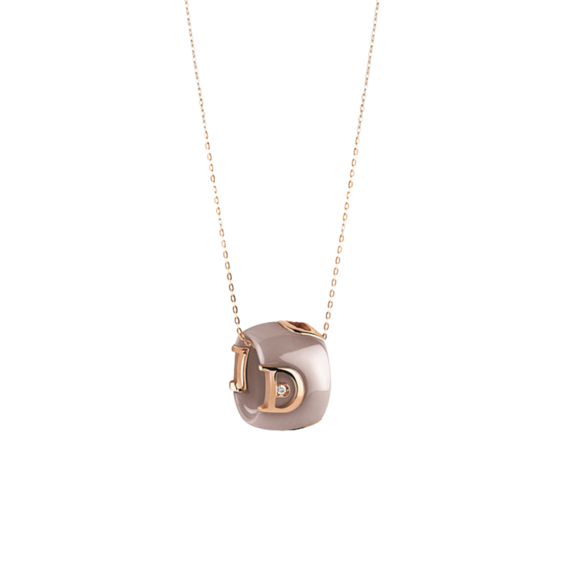 Damiani D-icon Necklace in Cappuccino Ceramic and Rose Gold