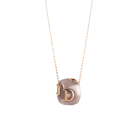 Damiani D-icon Necklace in Cappuccino Ceramic and Rose Gold Ref. 20068423 - Tomasini Francia