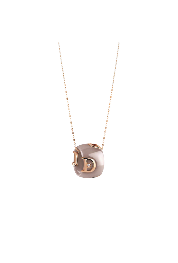 Damiani D-icon Necklace in Cappuccino Ceramic and Rose Gold Ref. 20068423 - Tomasini Francia