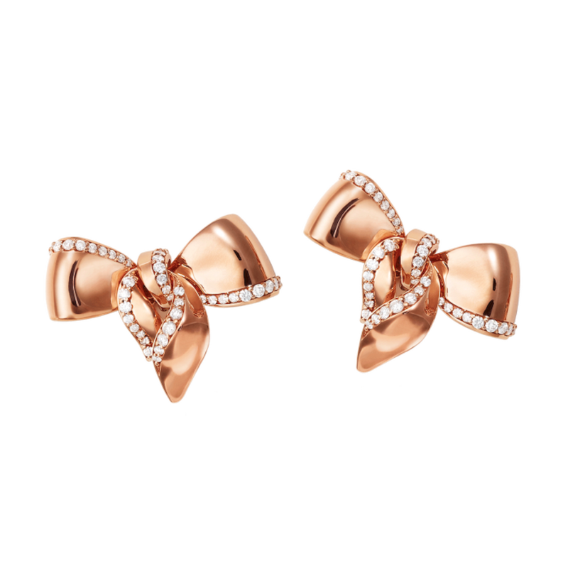 Damiani Orecchini Fiocco In Oro Rosa E Diamanti Ref. 20068546 - Tomasini Francia