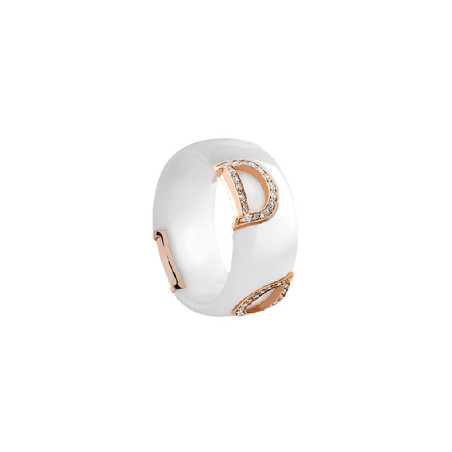 Damiani Anello D-icon Ceramica Bianca Ed Oro Rosa Con Diamanti Misura 12 Ref. 20082203 - Tomasini Francia