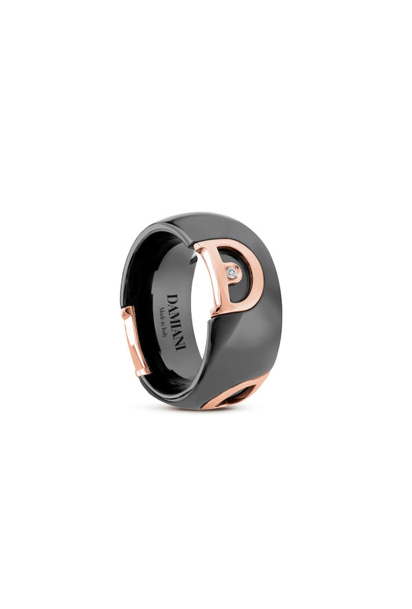 Damiani Anello D-icon Ceramica Nera Ed Oro Rosa Misura 13 Ref. 20085061 - Tomasini Francia