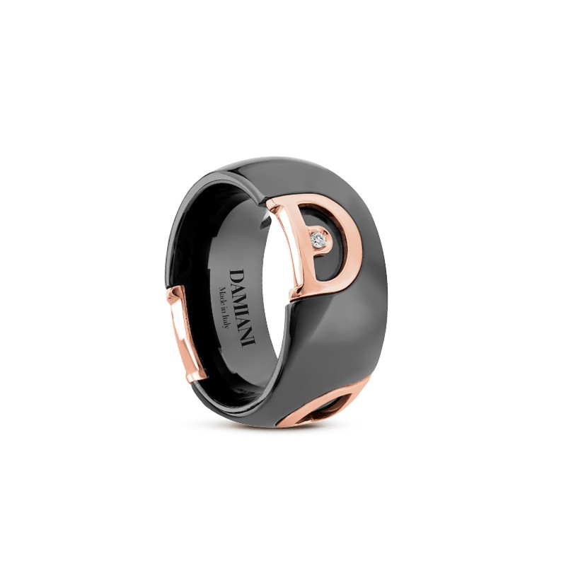 Damiani Anello D-icon Ceramica Nera Ed Oro Rosa Misura 11 Ref. 20085092 - Tomasini Francia