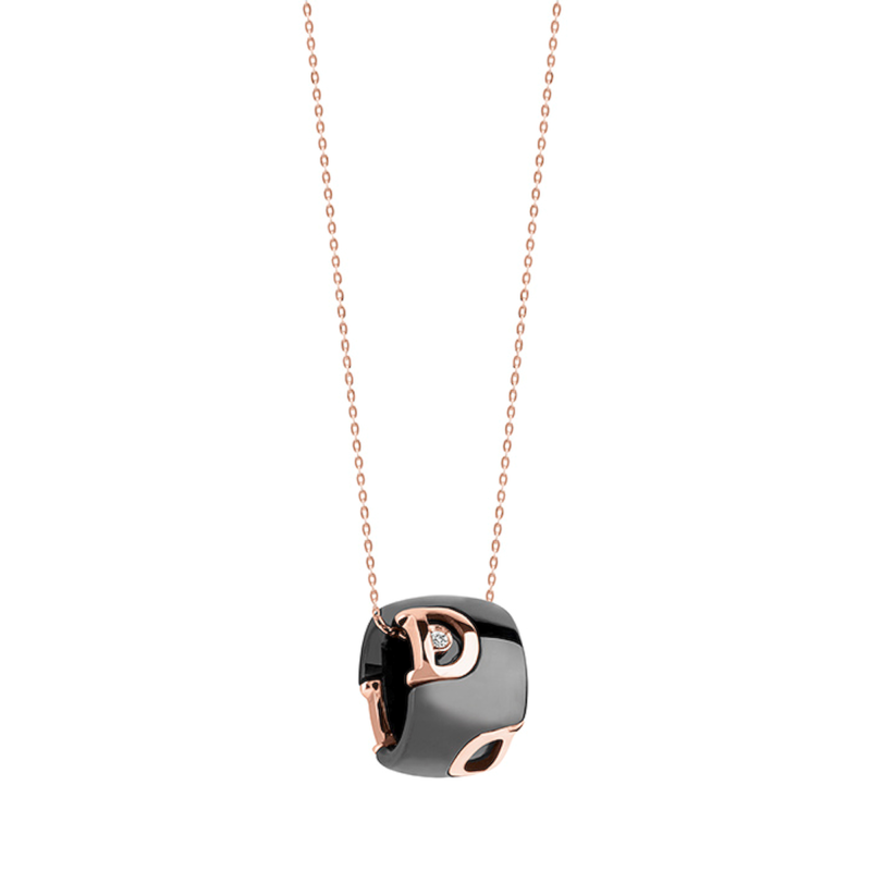 Damiani Collana D-icon Ceramica Nera Ed Oro Rosa