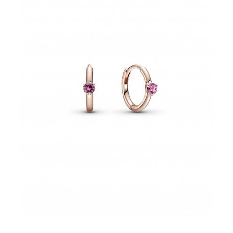 Orecchini A Cerchio Con Solitario Rosa Ref. 289304C03 - Tomasini Francia