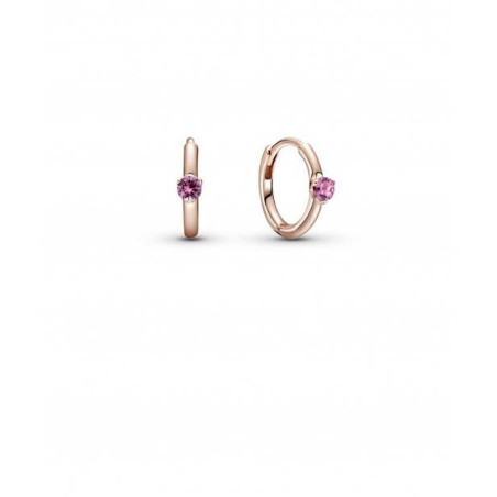 Orecchini A Cerchio Con Solitario Rosa Ref. 289304C03 - Tomasini Francia
