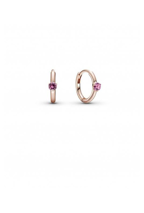 Orecchini A Cerchio Con Solitario Rosa Ref. 289304C03 - Tomasini Francia