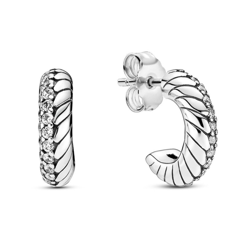 Orecchini A Cerchio Con Maglia Snake E Pavé Ref. 299091C01 - Tomasini Francia