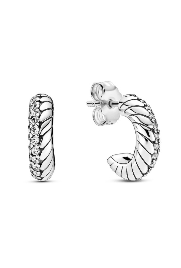 Orecchini A Cerchio Con Maglia Snake E Pavé Ref. 299091C01 - Tomasini Francia