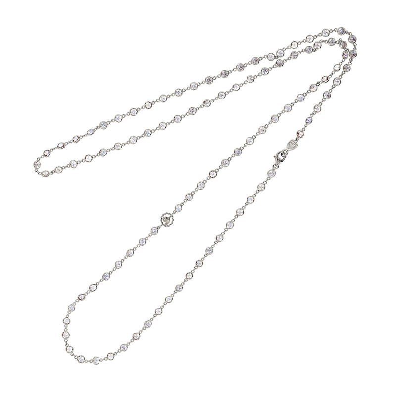 Chantecler Collana Lunga In Oro Bianco E Pietra Di Luna Ref. 30901 - Tomasini Francia