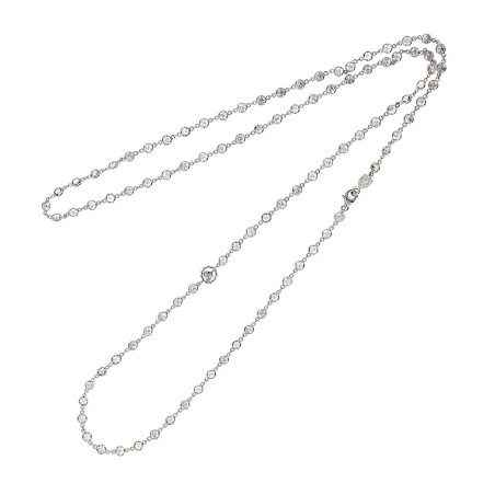 Chantecler Collana Lunga In Oro Bianco E Pietra Di Luna Ref. 30901 - Tomasini Francia
