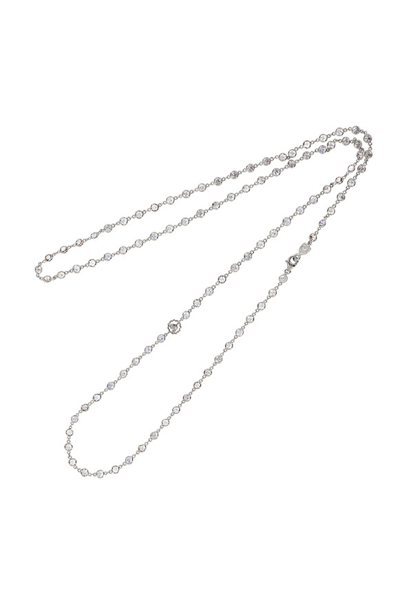 Chantecler Collana Lunga In Oro Bianco E Pietra Di Luna Ref. 30901 - Tomasini Francia