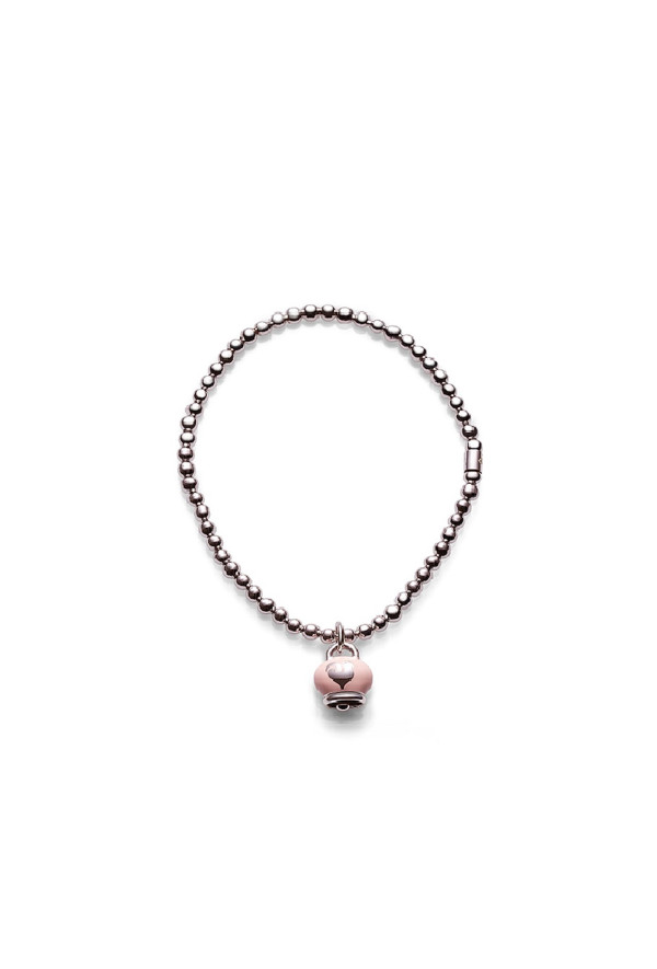 Chantecler Bracciale Elastico In Argento Con Campanella Smalto Rosa Ref. 37273 - Tomasini Francia
