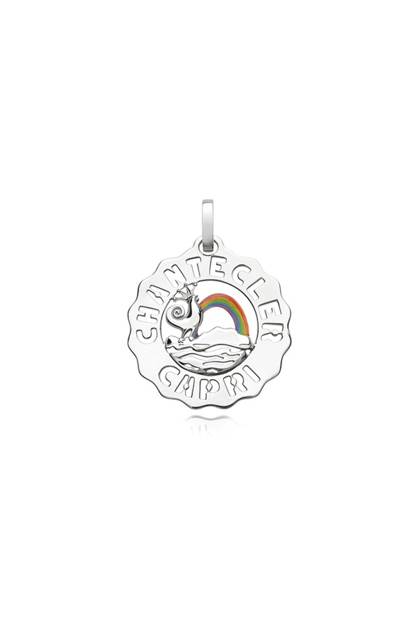 Chantecler Ciondolo Piccolo Logo Con Gallo Ed Arcobaleno Ref. 40179 - Tomasini Francia