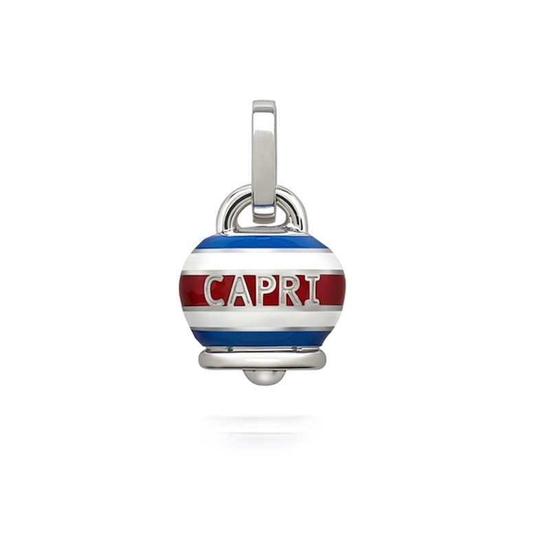 Chantecler Ciondolo Campanella Media Capriness In Argento E Smalto Bianco, Rosso E Blu Ref. 40183 - Tomasini Francia