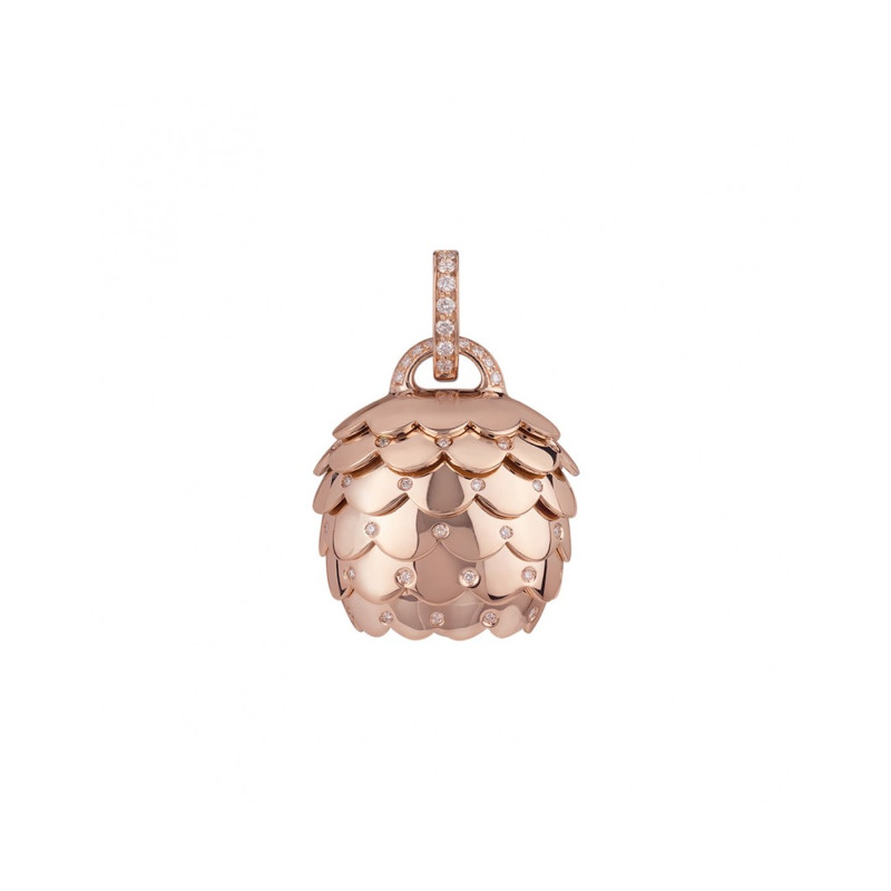 Ciondolo Campanella Chantecler Paillettes In Oro Rosa E Diamanti Bianchi Ref. 41019 - Tomasini Francia