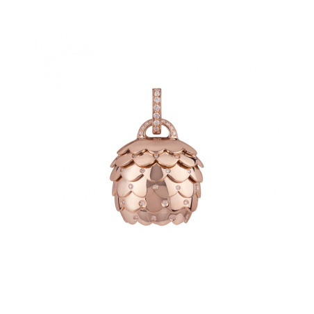 Ciondolo Campanella Chantecler Paillettes In Oro Rosa E Diamanti Bianchi Ref. 41019 - Tomasini Francia