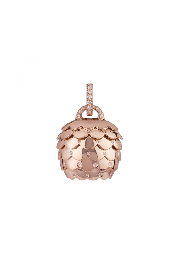Ciondolo Campanella Chantecler Paillettes In Oro Rosa E Diamanti Bianchi Ref. 41019 - Tomasini Francia