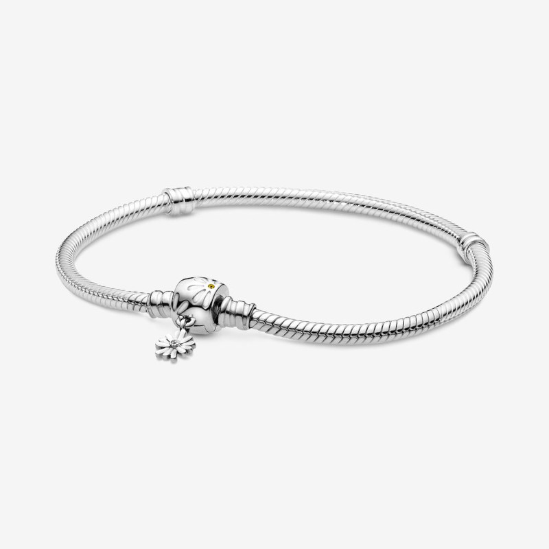 Bracciale Pandora Moments Con Maglia Snake E Chiusura Con Margherita Ref. 598776C01-20 - Tomasini Francia