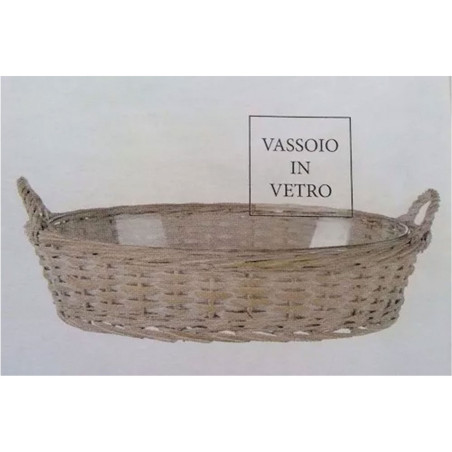 Vassoi In Rattan E Vetro Blanc Mariclò Ref. A20966 - Tomasini Francia