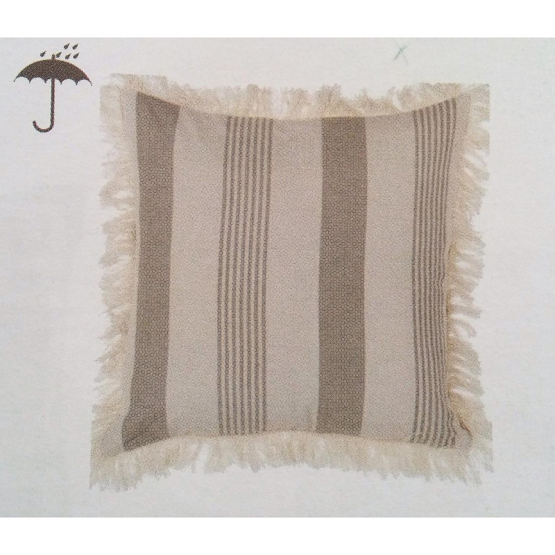 Cuscino Righe Sfrangiato Blanc Mariclò Ref. A24798 - Tomasini Francia