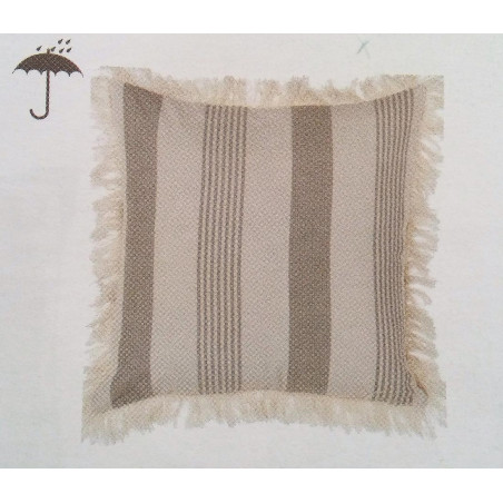 Cuscino Righe Sfrangiato Blanc Mariclò Ref. A24798 - Tomasini Francia