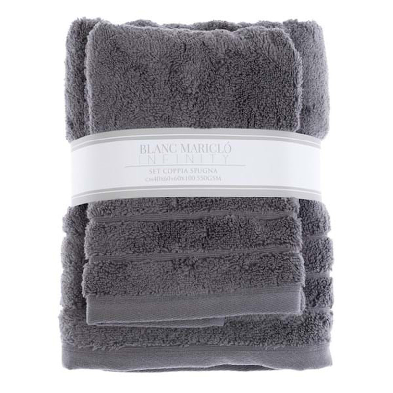 Blanc Mariclò Set Coppia Spugna Grigio Ref. A2648299DG - Tomasini Francia