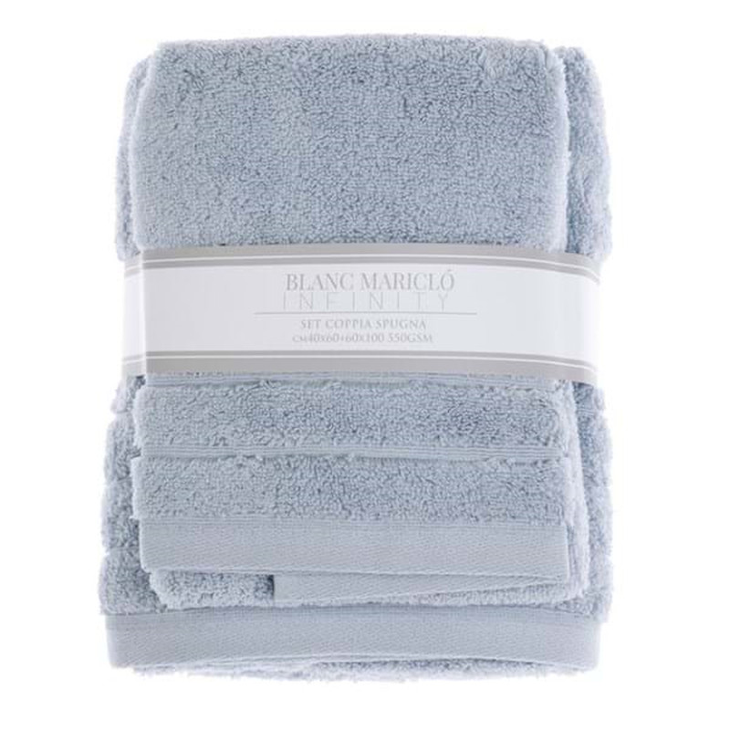 Blanc Mariclò Set Coppia Spugna Azzurro Ref. A2648299LB - Tomasini Francia