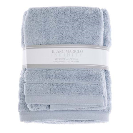 Blanc Mariclò Set Coppia Spugna Azzurro Ref. A2648299LB - Tomasini Francia