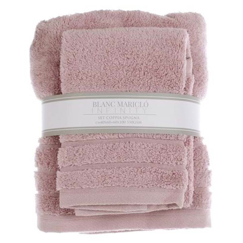 Blanc Mariclò Set Coppia Spugna Rosa Ref. A2648299LL - Tomasini Francia