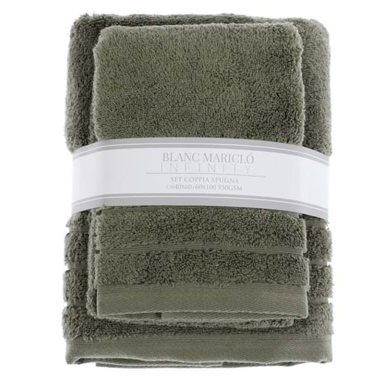 Blanc Mariclò Set Coppia Spugna Verde Oliva Ref. A2648299OV - Tomasini Francia
