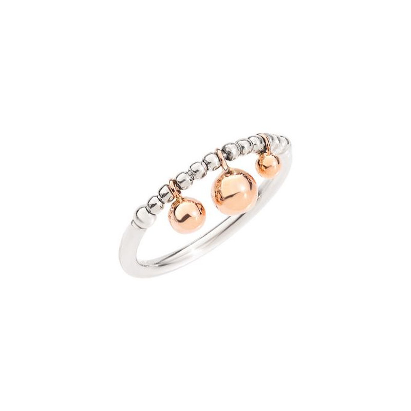Anello Bollicine In Argento Con Sfere In Oro Rosa 9 Kt Ref. ADBALL3/9/A - Tomasini Francia