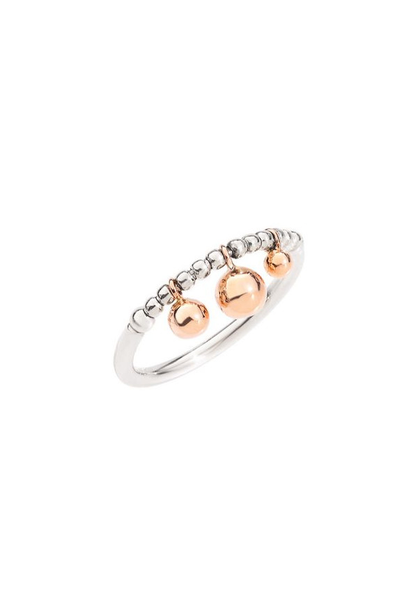 Anello Bollicine In Argento Con Sfere In Oro Rosa 9 Kt Ref. ADBALL3/9/A - Tomasini Francia