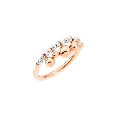 Anello Bollicine In Oro Rosa 9 Kt Con Dettaglio In Argento E Sfere In Oro Rosa 9 Kt. Ref. ADBALL5/9/A - Tomasini Francia