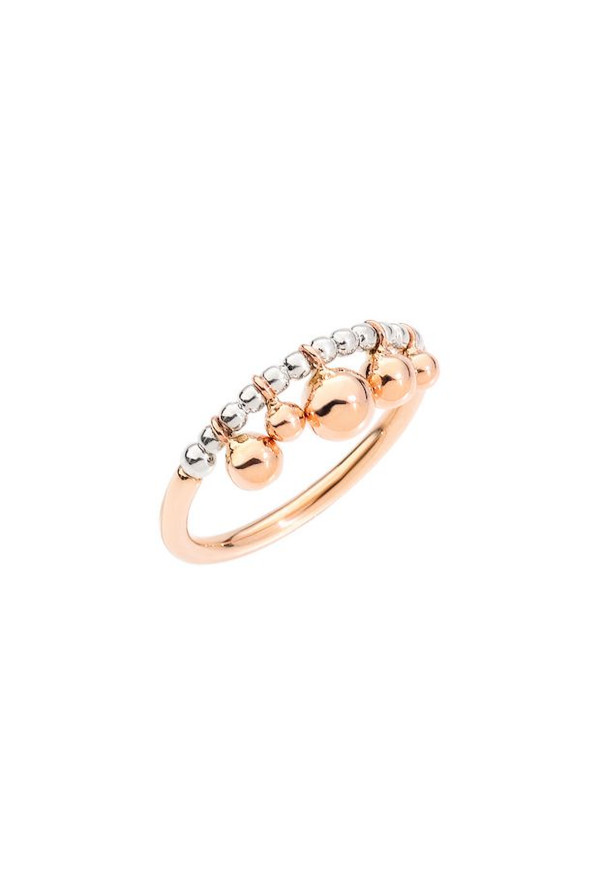 Anello Bollicine In Oro Rosa 9 Kt Con Dettaglio In Argento E Sfere In Oro Rosa 9 Kt. Ref. ADBALL5/9/A - Tomasini Francia