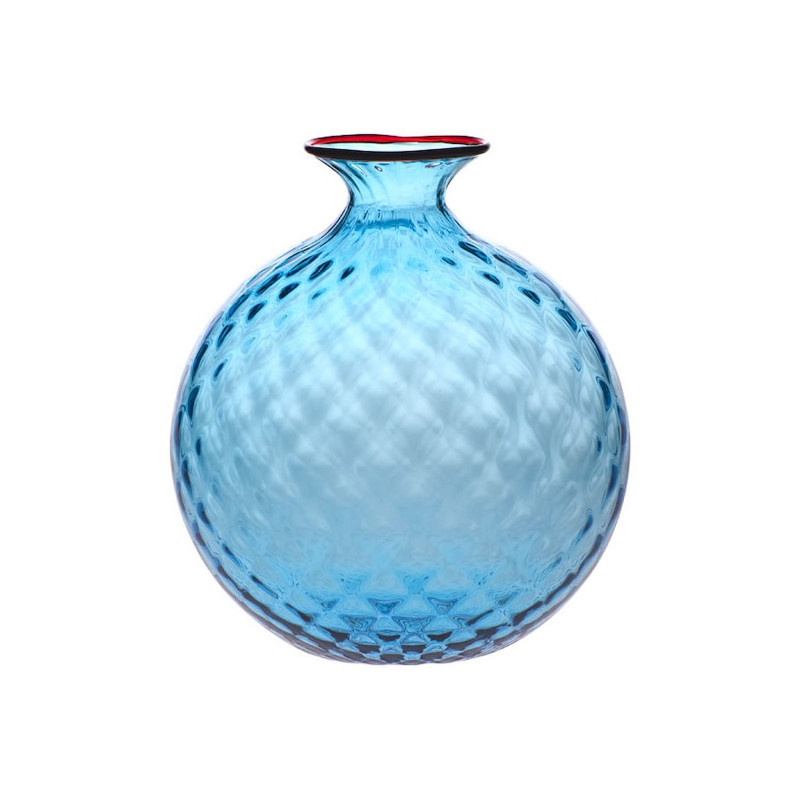 Venini Vaso Monofiore Aquamarina Filo Rosso Ref. AR10018AQRV - Tomasini Francia