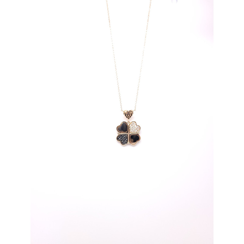 Love & Luck Girocollo Con Pendente Diamanti Neri E Bianchi Ref. CDLP08 - Tomasini Francia