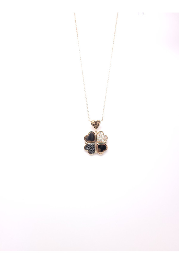 Love & Luck Girocollo Con Pendente Diamanti Neri E Bianchi Ref. CDLP08 - Tomasini Francia