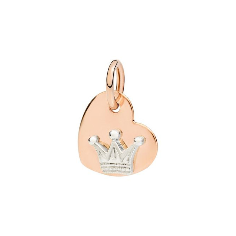 Dodo Ciondolo Cuore Oro Rosa Con Corona Oro Bianco Ref. DMCUORG/9/CO9B/K - Tomasini Francia