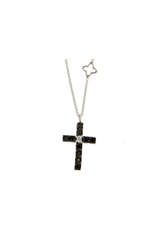 Reacrlo Girocollo In Oro Bianco Con Croce Di Diamanti Nerie Bianchi Ref. P39CR901/KX018-45 - Tomasini Francia