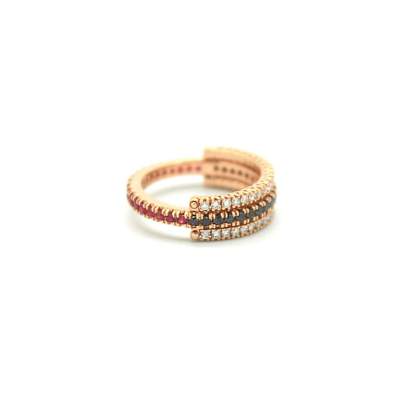 Veretta Twice Oro Rosa Diamanti, Diamanti Neri E Rubini Misura 10 Ref. TFTWDNR10 - Tomasini Francia